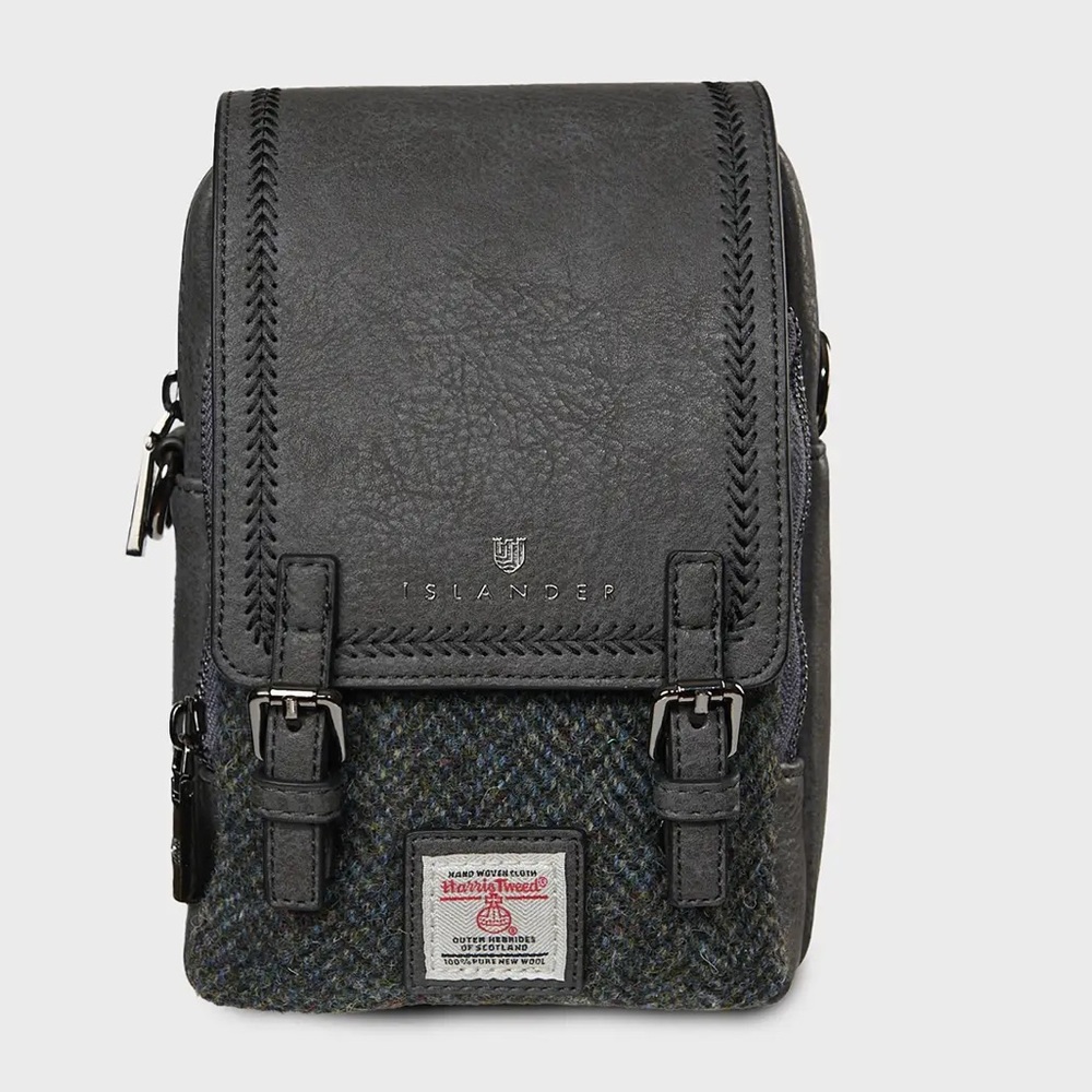 Islander Baby Jura Leather Tweed Crossbody Bag small